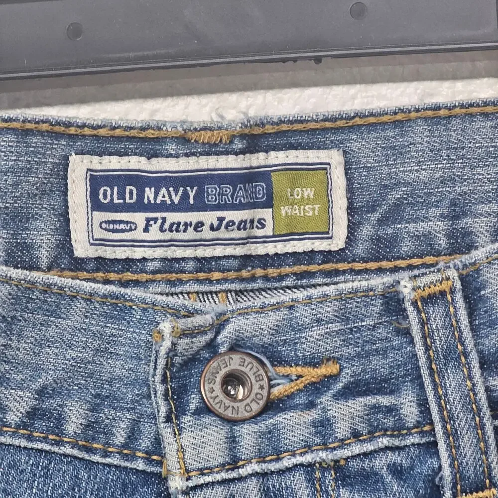 Old Navy Denim Low Waist Flare Jeans Medium Wash 100% Cotton Blue Women's Size 6